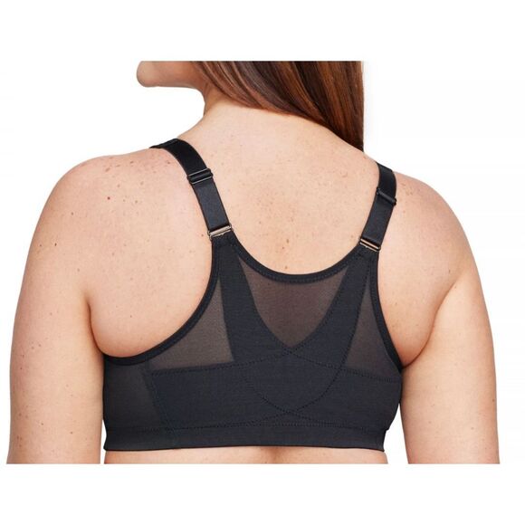 Glamorise 50DD black Full-Figure MagicLift Front Close Posture Back Support Bra - Picture 2 of 8